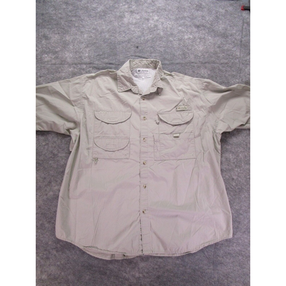 Columbia Shirt Mens Extra Large Tan lightweight fishing style hiking PFG